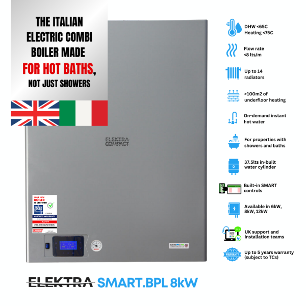 SMART.BPL 8kW Electric Combi Boiler for central heating & bath/shower - Image 3
